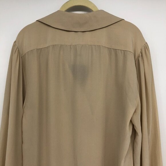 NWT Rachel Zoe light beige 100% silk long sleeve blouse size ~ Medium - Picture 12 of 16